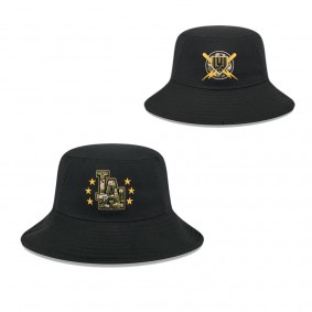 Men's Los Angeles Dodgers Black 2024 Armed Forces Day Bucket Hat