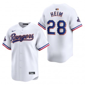 Men's Texas Rangers Jonah Heim Nike White 2024 Gold Collection Limited Player Jersey