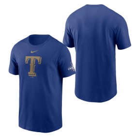Men's Texas Rangers Nike Royal 2024 Gold Collection Logo T-Shirt