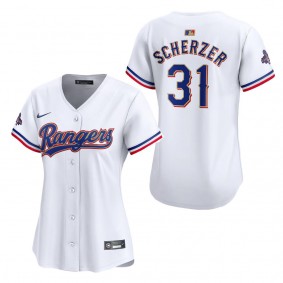 Women's Texas Rangers Max Scherzer Nike White 2024 Gold Collection Limited Player Jersey
