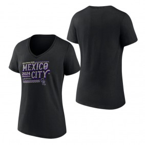 Women's Colorado Rockies Black 2024 MLB World Tour Mexico City Series V-Neck T-Shirt