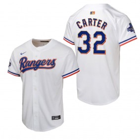 Youth Texas Rangers Evan Carter Nike White 2024 Gold Collection Limited Player Jersey