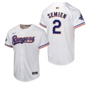 Youth Texas Rangers Marcus Semien Nike White 2024 Gold Collection Limited Player Jersey